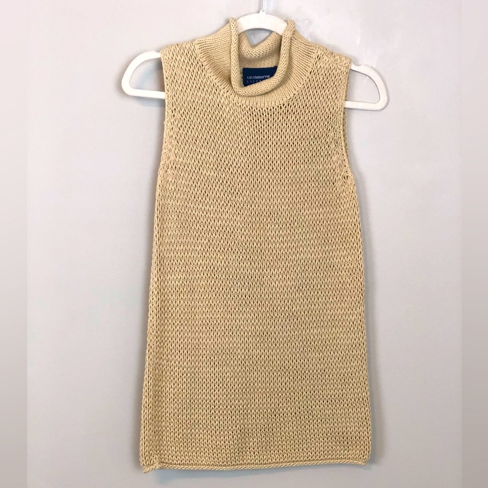 VINTAGE Liz Claiborne Tan Classic Sleeveless Knit sz S